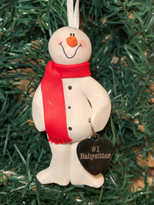 #1 Babysitter Snowman Tree Ornament