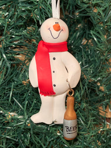 Beer Lover Snowman Tree Ornament
