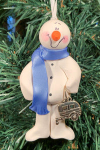 Camper RV Snowman Tree Ornament
