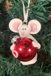 Mouse Tree Ornament with Glass Ball - Assorted Colors