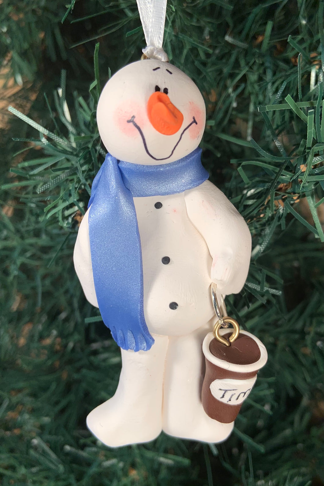 Coffee Time Snowman Tree Ornament