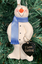 Load image into Gallery viewer, Curling Snowman Tree Ornament

