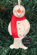 Load image into Gallery viewer, Curling Snowman Tree Ornament

