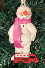 Load image into Gallery viewer, Fireman Snowman Tree Ornament
