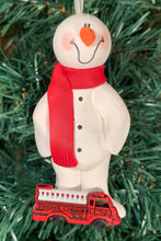 Load image into Gallery viewer, Fireman Snowman Tree Ornament
