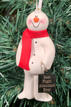 Load image into Gallery viewer, Flight Attendant Snowman Tree Ornament
