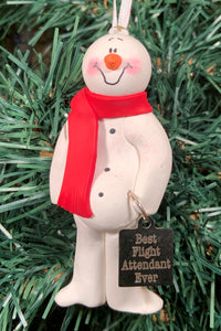 Flight Attendant Snowman Tree Ornament