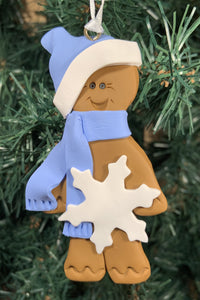 Gingerbread Tree Ornament - Blue Scarf