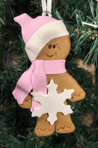 Gingerbread Tree Ornament - Pink Scarf