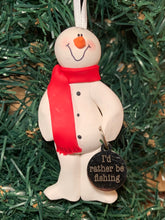 Load image into Gallery viewer, I&#39;d Rather be Fishing Snowman Tree Ornament
