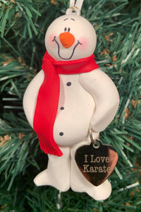 Karate Snowman Tree Ornament