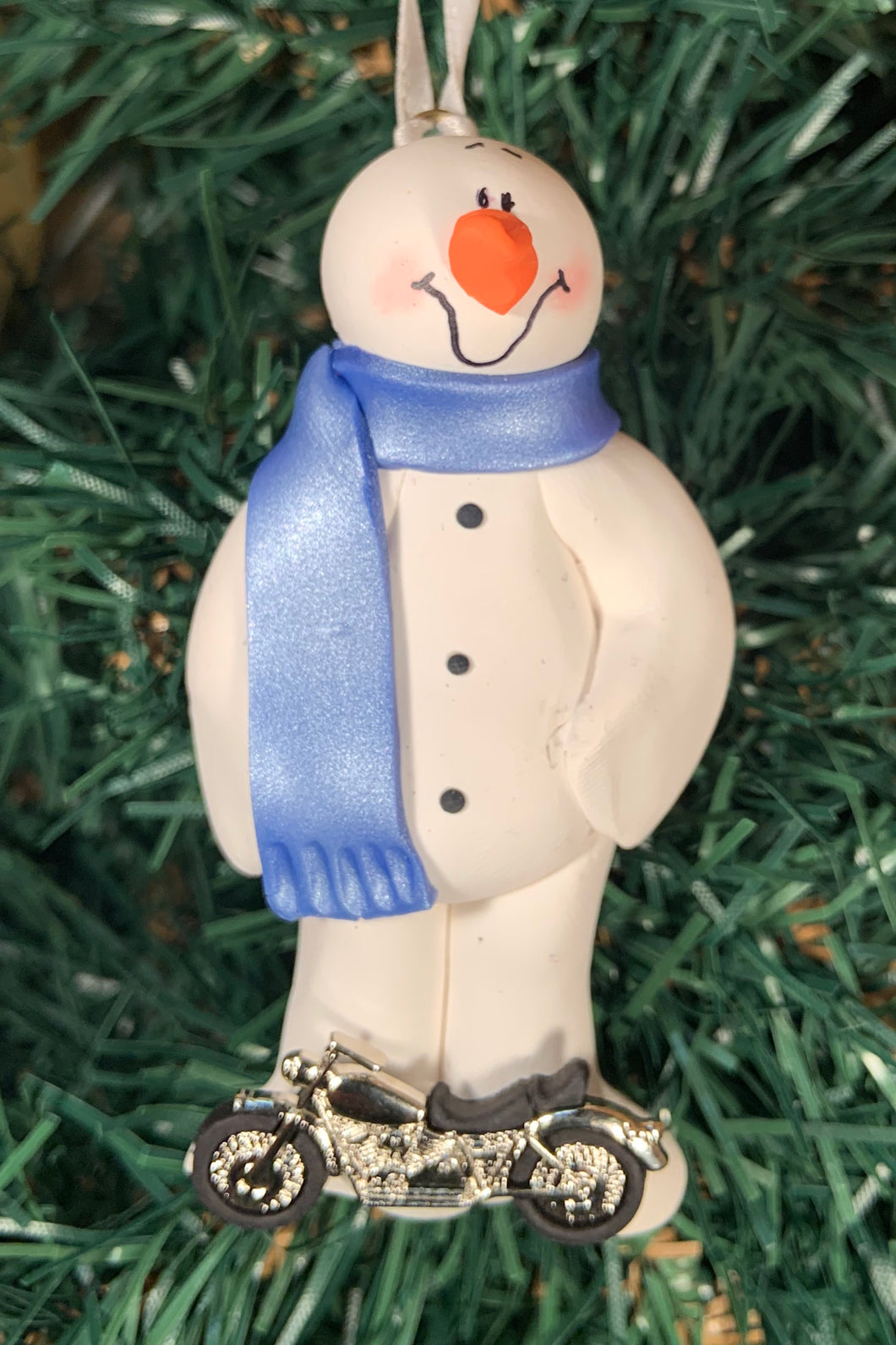 Motorcycle Snowman Tree Ornament