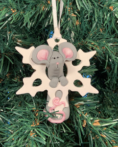 Mouse Tree Ornament with Snow Flake  - Assorted