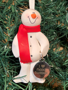 Paddleboard Snowman Tree Ornament