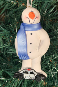 Police Car Snowman Tree Ornament