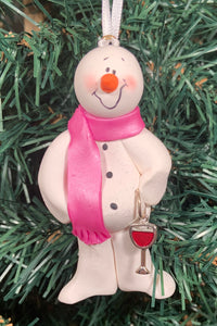Red Wine Lover Snowman Tree Ornament