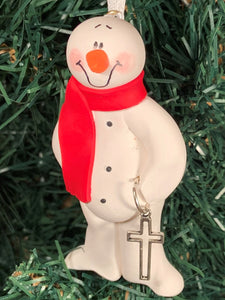Religion Cross Snowman Tree Ornament