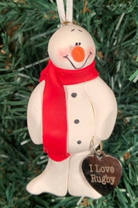 Rugby Snowman Tree Ornament