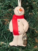 Load image into Gallery viewer, Silver Runner Snowman Tree Ornament
