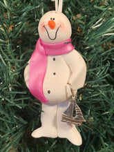 Load image into Gallery viewer, Sail Boat Snowman Tree Ornament
