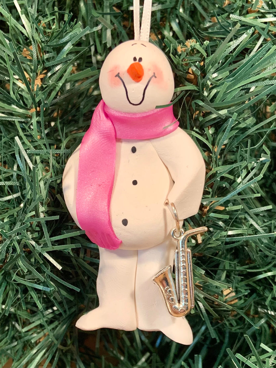 Saxophone Snowman Tree Ornament