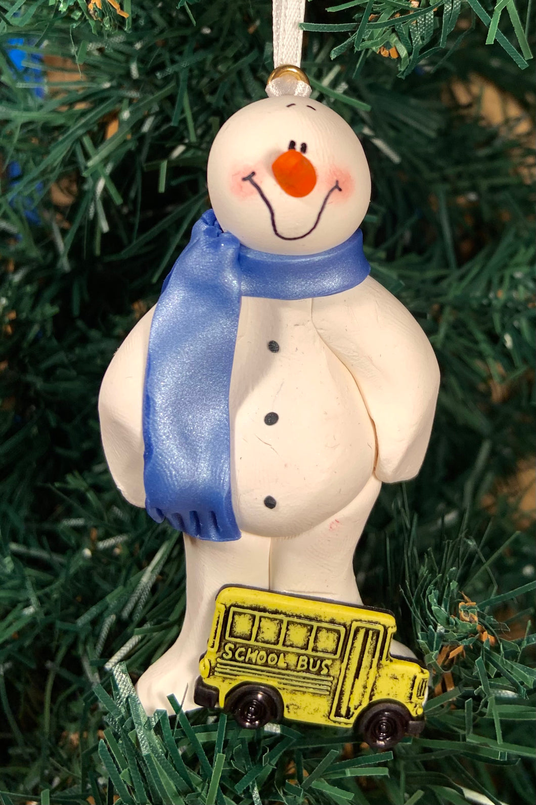 School Bus Snowman Tree Ornament