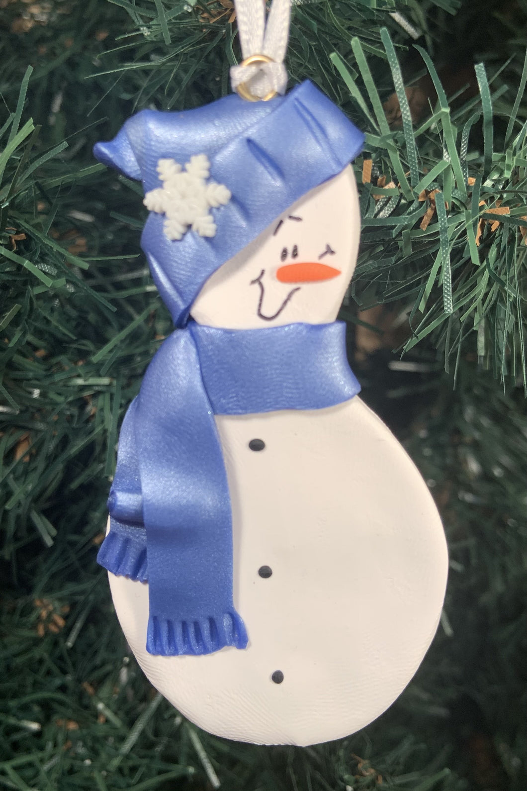 Snowman Baby Tree Ornament - Blue Scarf