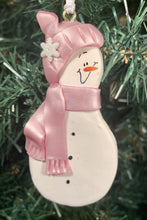 Load image into Gallery viewer, Snowman Baby Tree Ornament - Pink Scarf
