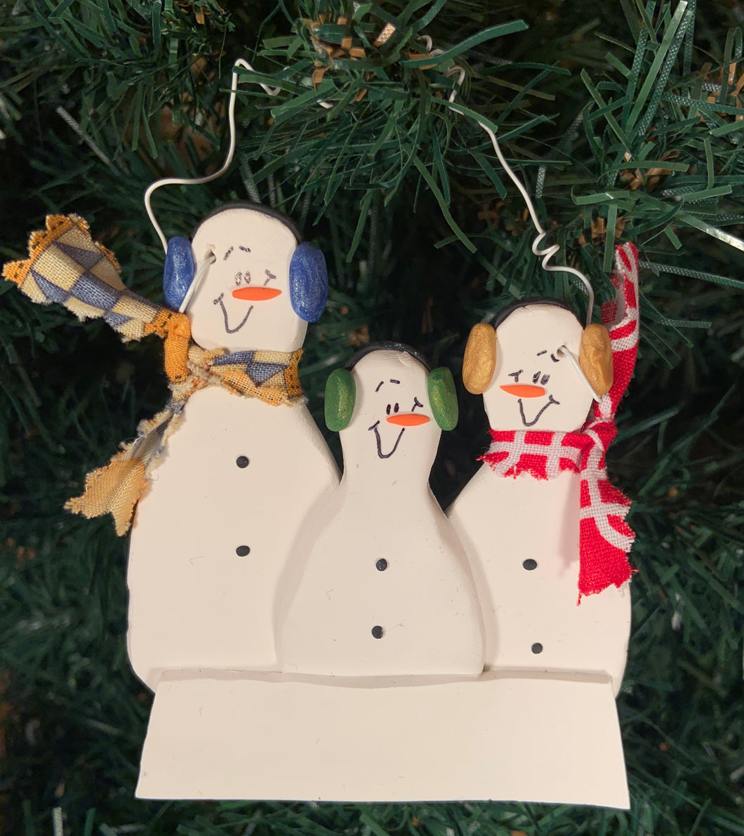 Snowman Family Tree Ornament with 3