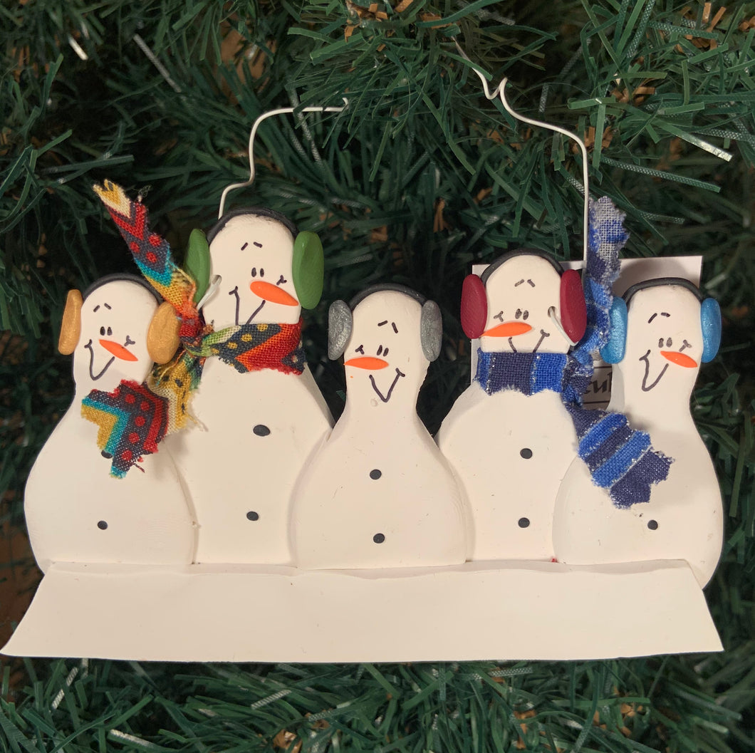 Snowman Family Tree Ornament with 5