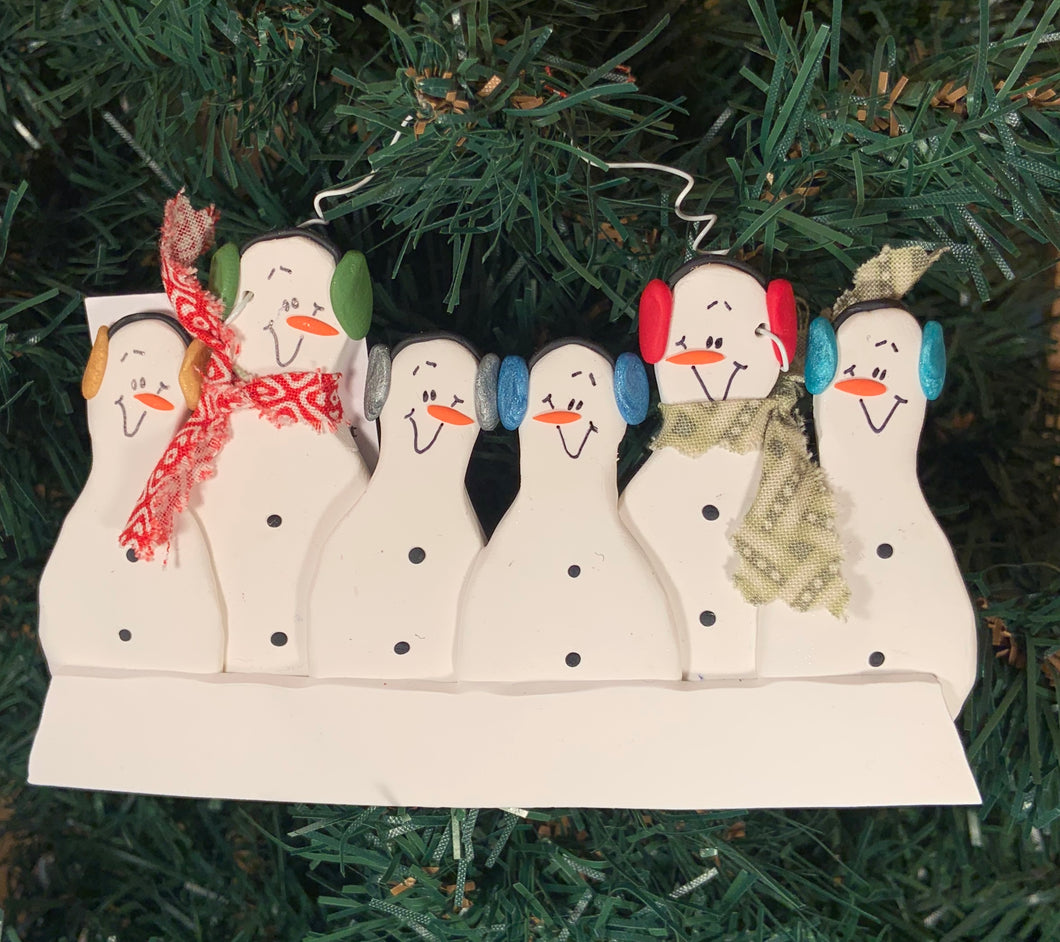 Snowman Family Tree Ornament with  6