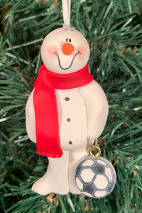 Soccer Snowman Tree Ornament