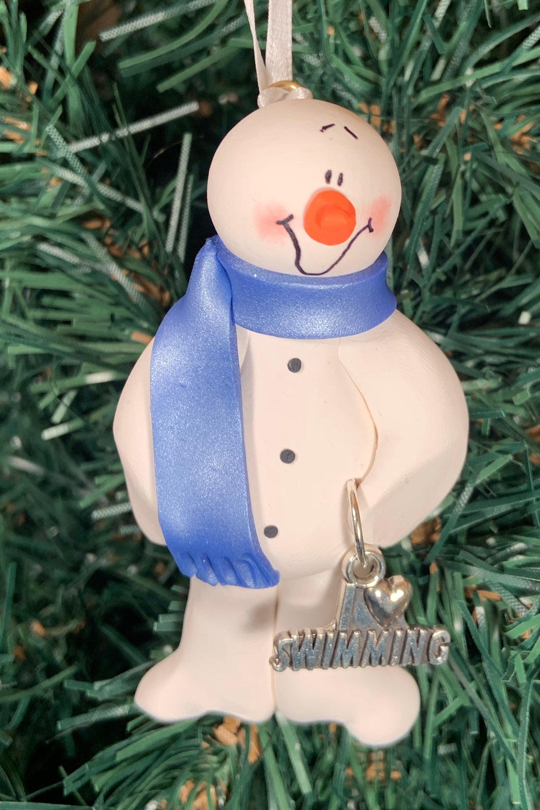 Swimmer Snowman Tree Ornament