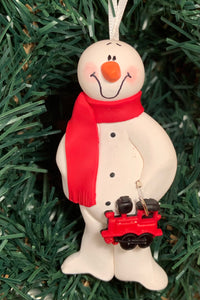 Train Snowman Tree Ornament