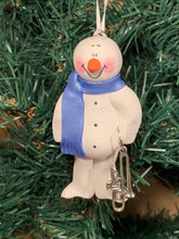 Load image into Gallery viewer, Trombone Snowman Tree Ornament
