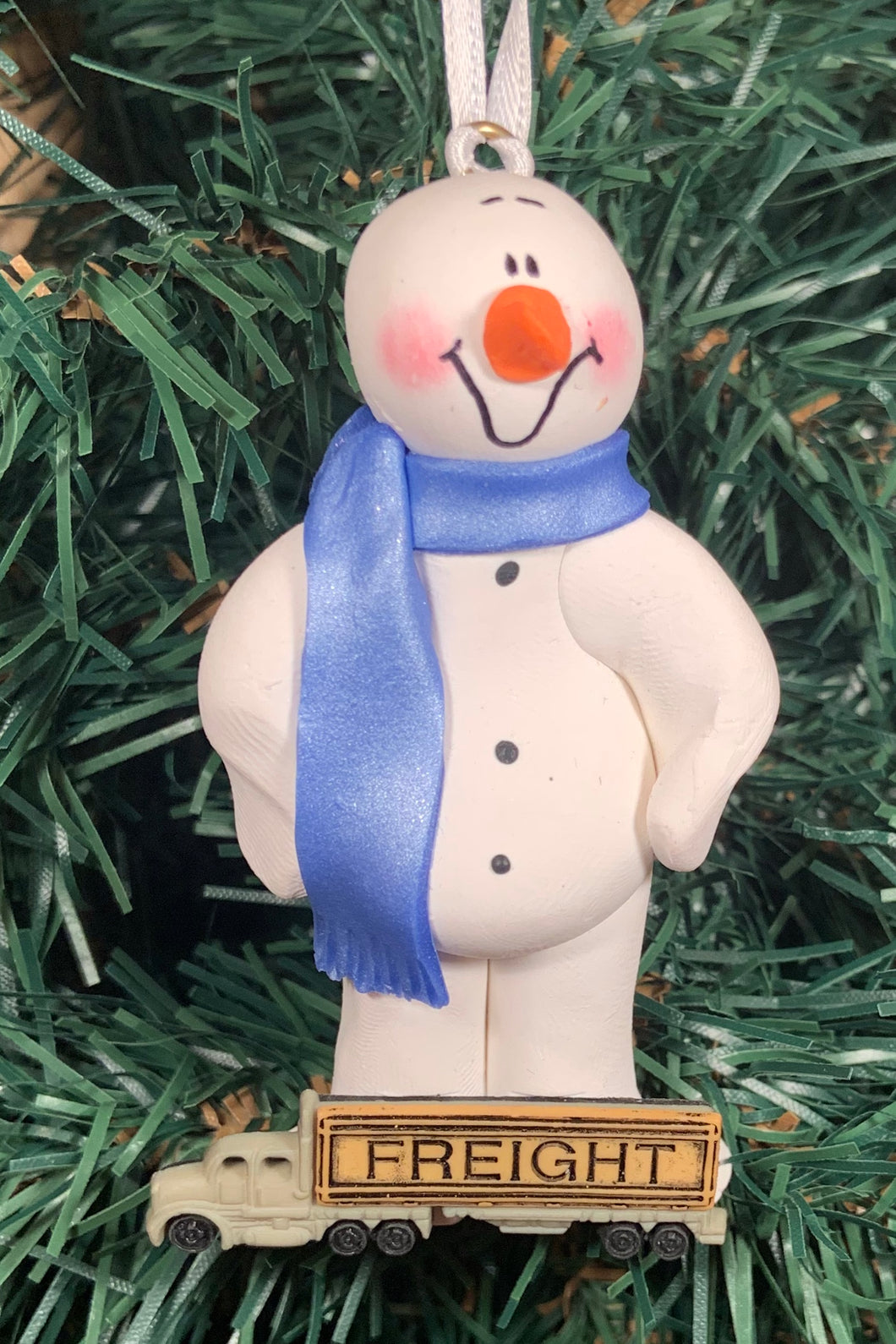 Trucker Snowman Tree Ornament